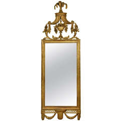 Carved and Gilt Wood Pier Mirror with Elaborate Cornice, c. 1800