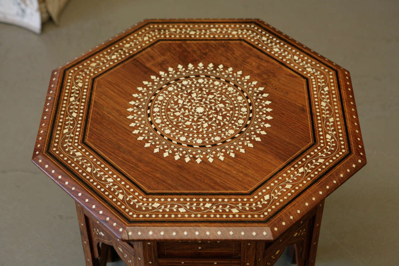Vintage Bone Inlaid Octagonal Table at 1stdibs