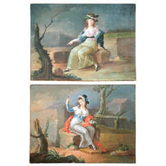 Pair of French oil paintings