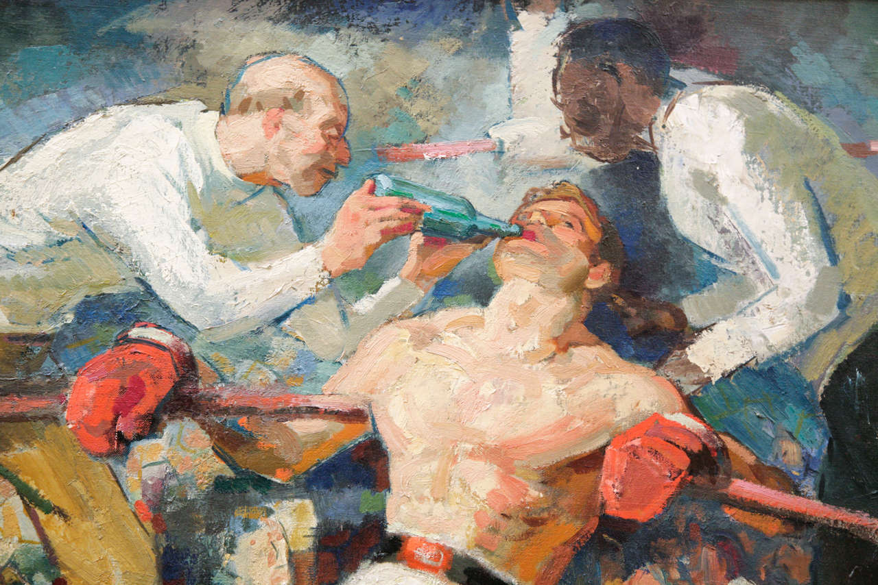 American Oil Painting, Boxing Scene