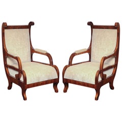 Pair of Viennese Style, Walnut Armchairs