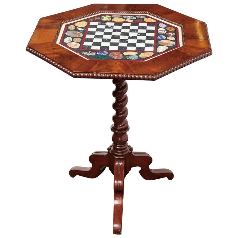 19th Century Tilt Top, Mahogany and Specimen Marble Games Table at 1stDibs