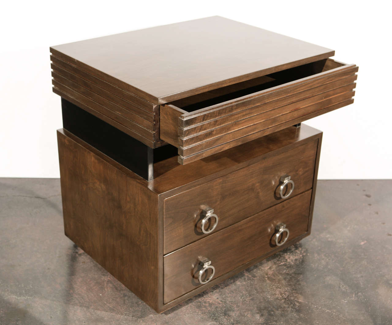 An Elegant Pair of Art Deco Style Nightstands at 1stDibs