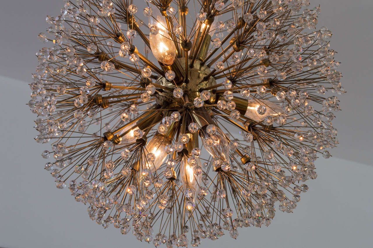 Brass Emil Stejnar Swarovski Crystal Dandelion Chandelier