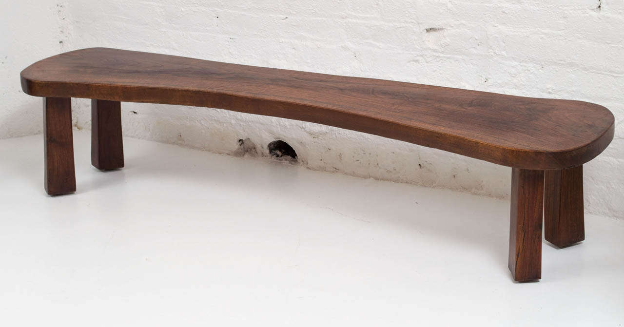 Outstanding solid walnut slab bench or coffee table. Very solid handmade construction.