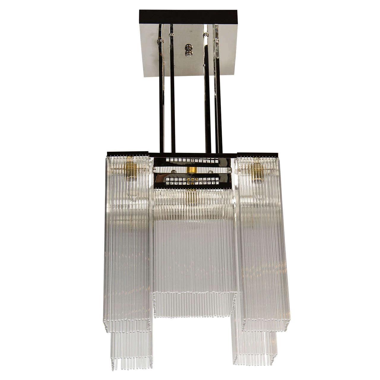French Art Deco Style Chandelier in the manner of Josef Hoffmann