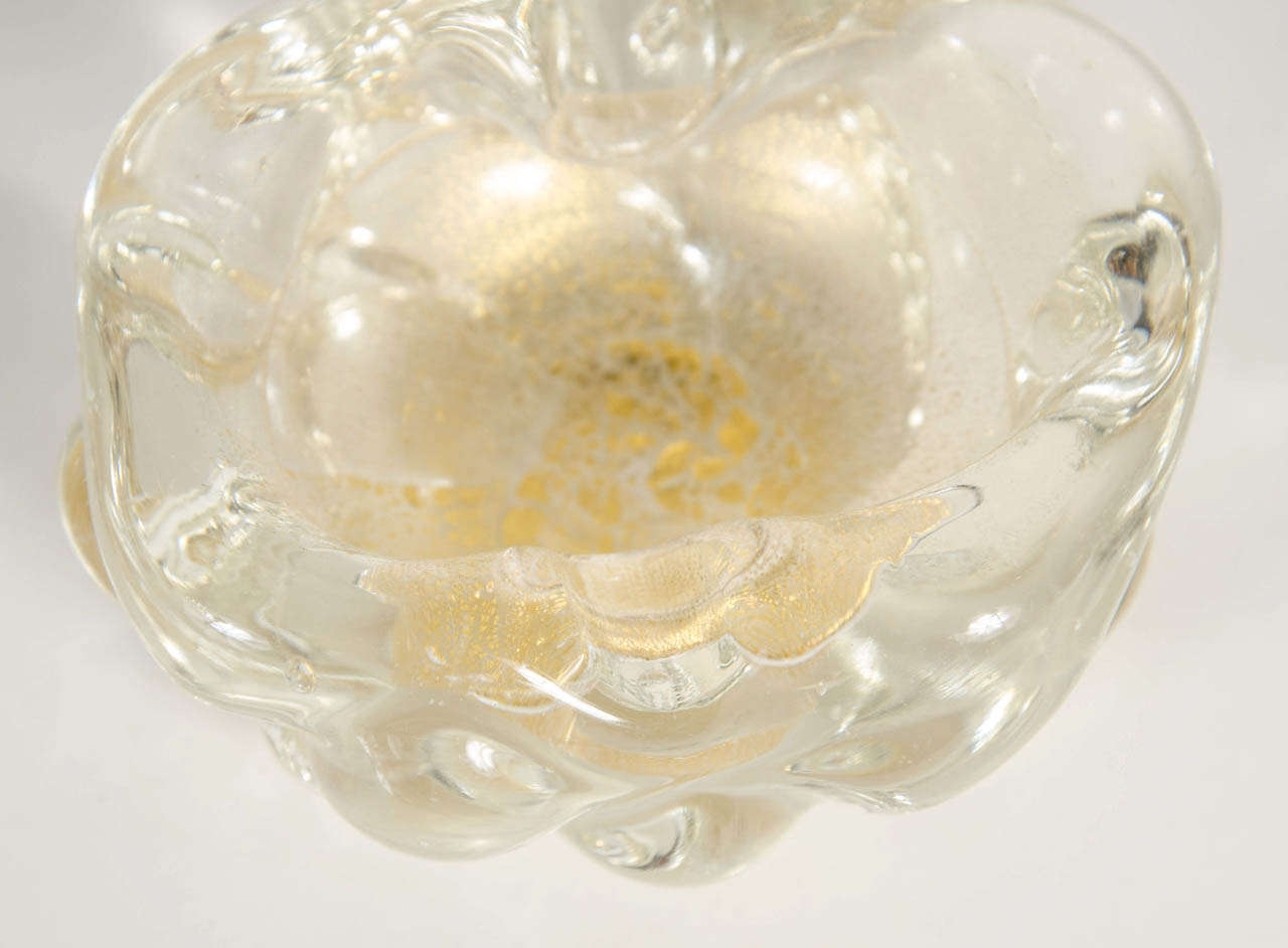 Mid-Century Modern Mid-Century Murano Glass Ashtray with 24k Yellow Gold Flecks