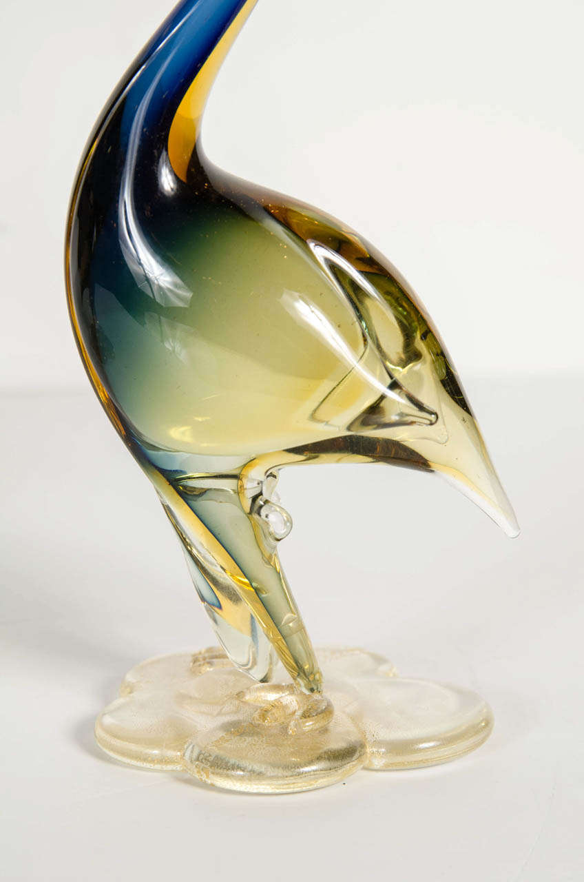 Elegant Pair of Mid-Century Murano Glass Cranes In Excellent Condition In New York, NY