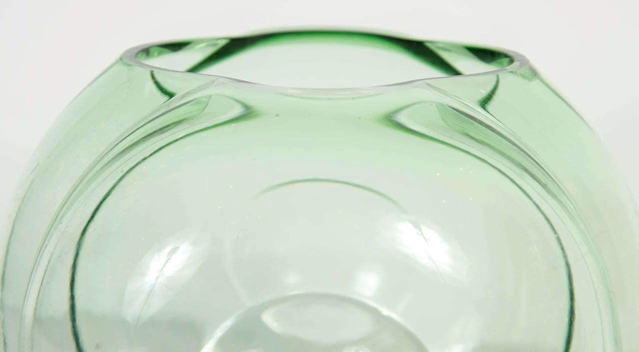Art Deco Celadon Glass Vase by George Sakier In Excellent Condition In New York, NY