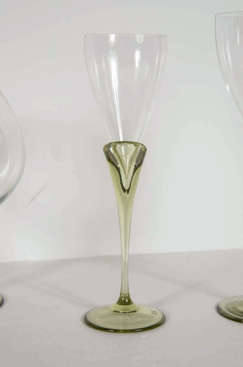 Elegant 60 Piece Set of Fine Rosenthal Crystal with Calla Lilly Design In Excellent Condition In New York, NY
