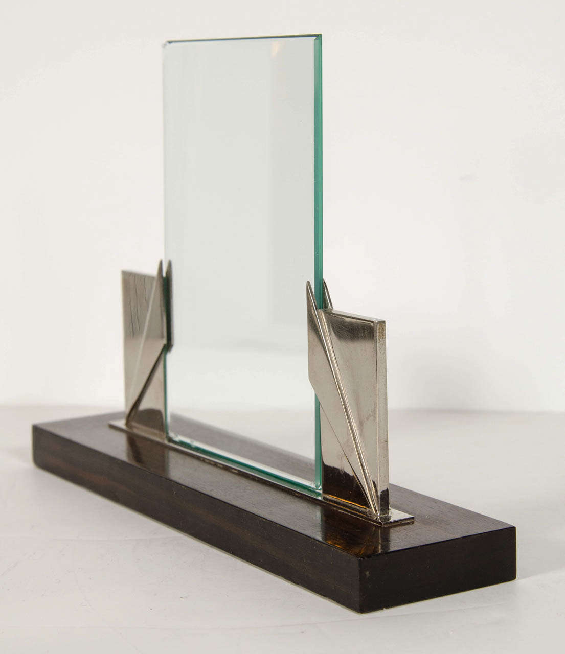 Art Deco Skyscraper Style Frame in Macassar and Nickel In Excellent Condition In New York, NY