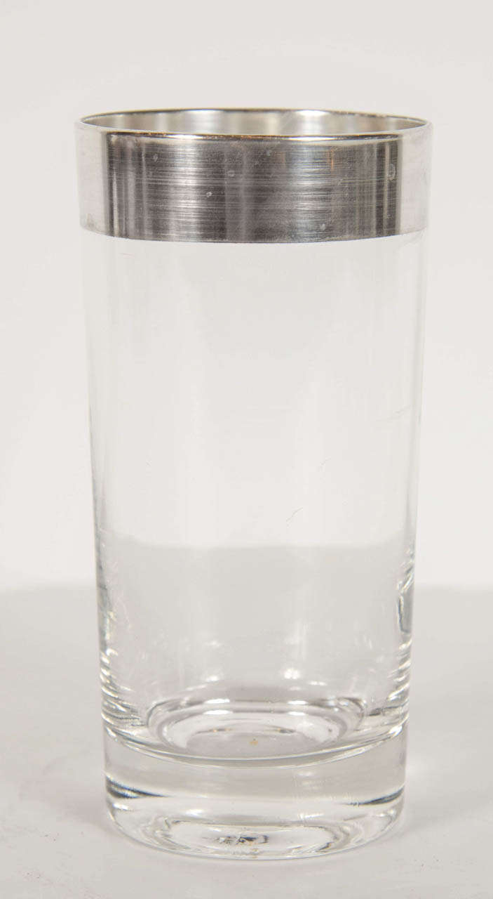Set of !2 High Ball Sterling Rimmed Glasses by Dorothy Thorpe
