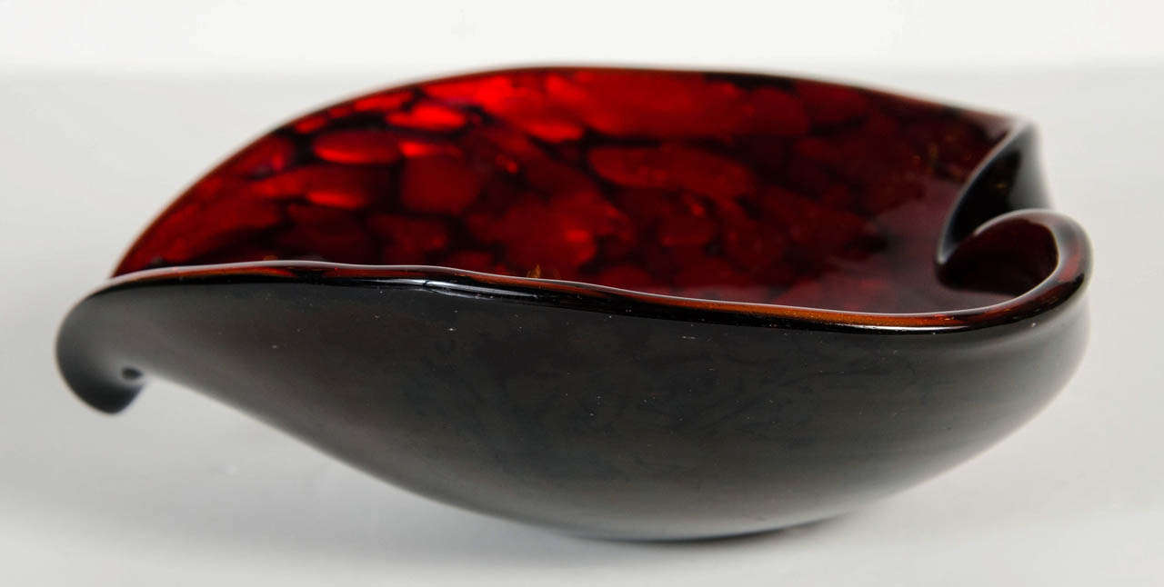 20th Century Gorgeous Mid-Century Modernist  Ruby Red Murano Glass Bowl