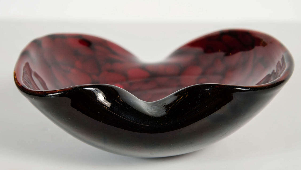 Gorgeous Mid-Century Modernist  Ruby Red Murano Glass Bowl 1