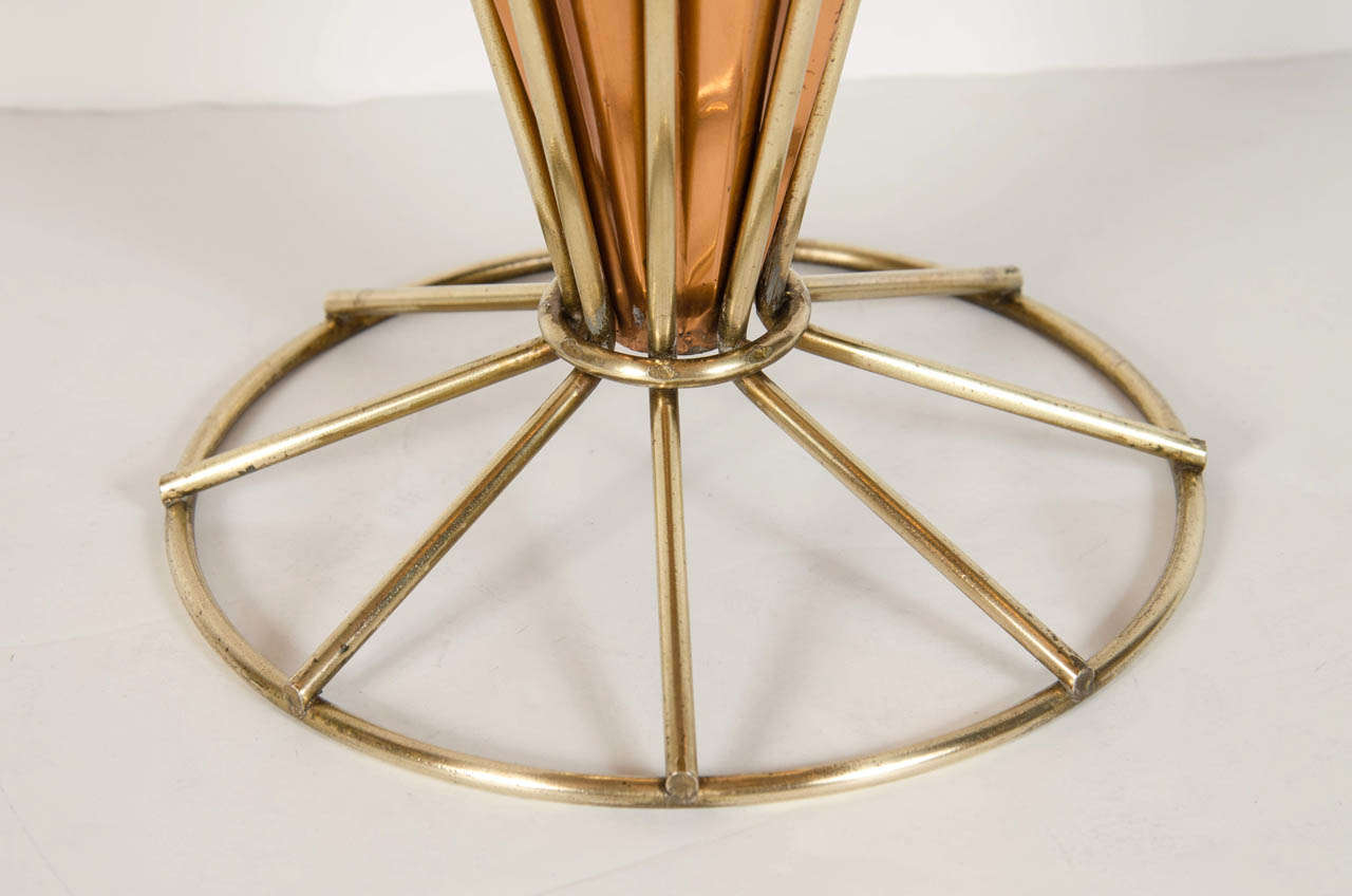 American Mid-Century Modernist Machine Age Copper and Brass Umbrella Stand