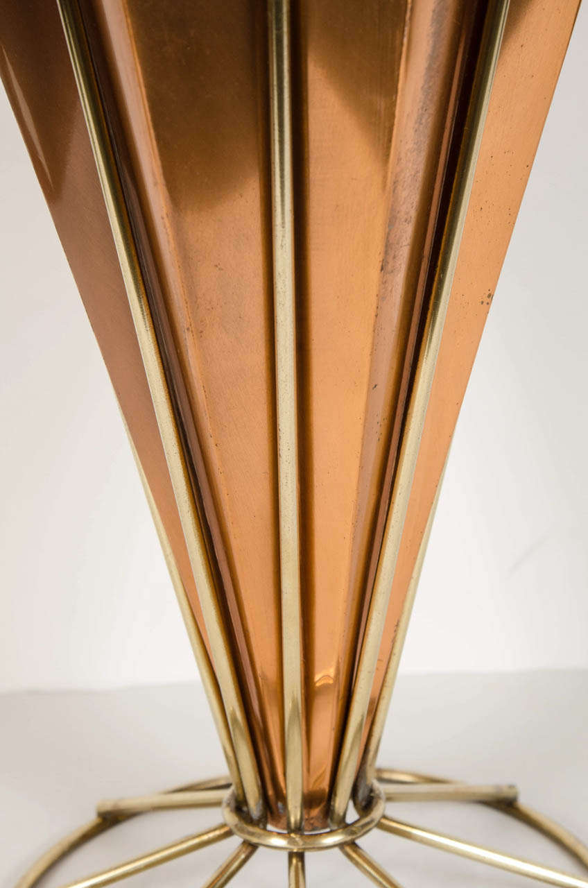 Mid-Century Modernist Machine Age Copper and Brass Umbrella Stand In Excellent Condition In New York, NY