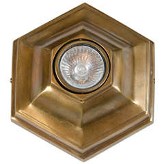 Art Deco Classic Style Patinated Bronze Hexagonal Spotlight