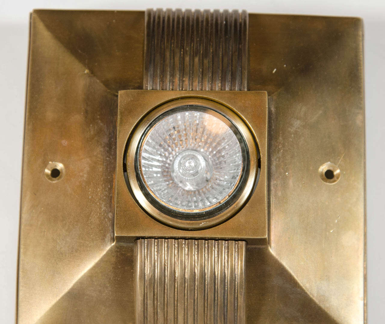 French Streamline Art Deco Style Spotlight in Patinated Bronze