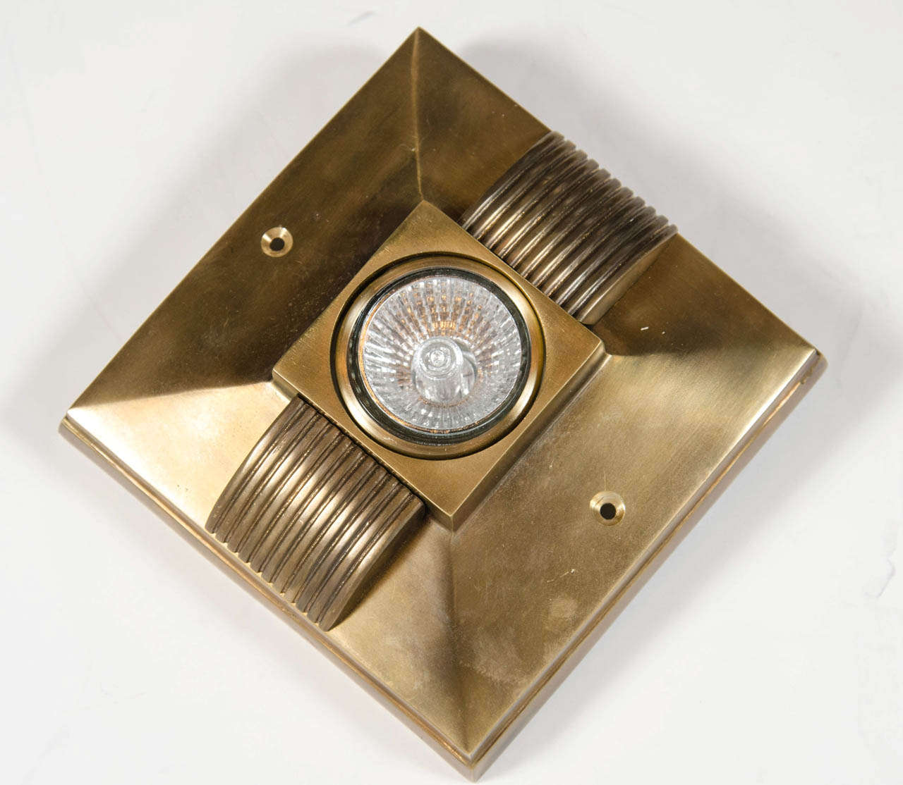 Contemporary Streamline Art Deco Style Spotlight in Patinated Bronze