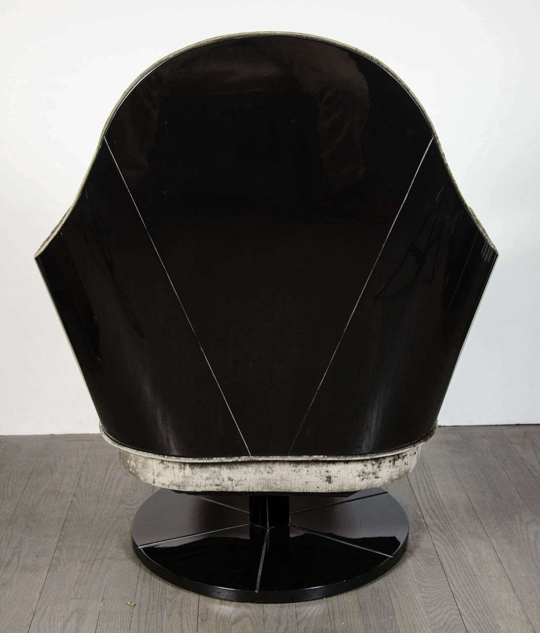 Pair of Mid-Century Modernist Swivel / Rocker Arm Chairs in Ebonized Walnut 2