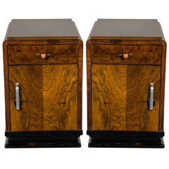 Gorgeous Pair of Art Deco Machine Age Nightstands / End Tables