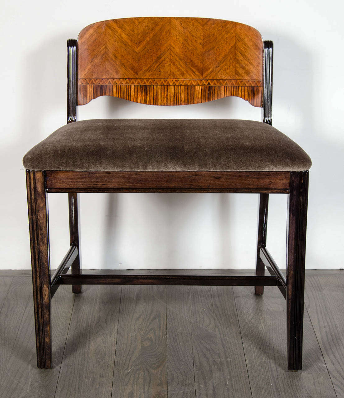Stunning Art Deco Exotic Wood Inlay Stool/Bench