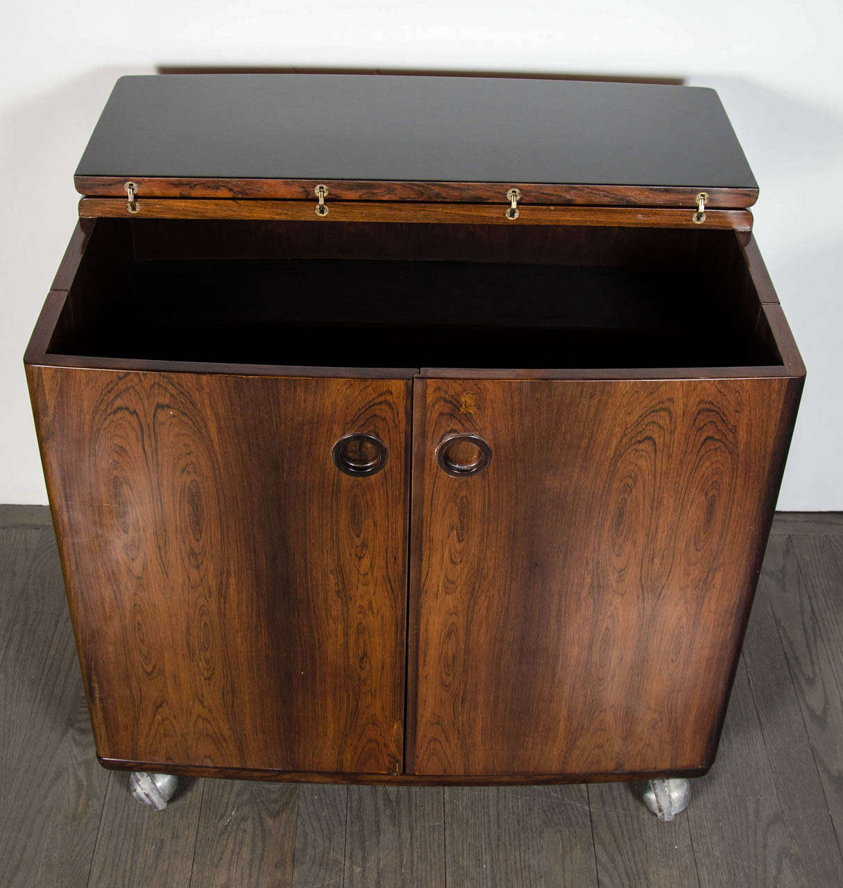 20th Century Mid-Century Modernist Book-Matched Rosewood  Bar / Cabinet