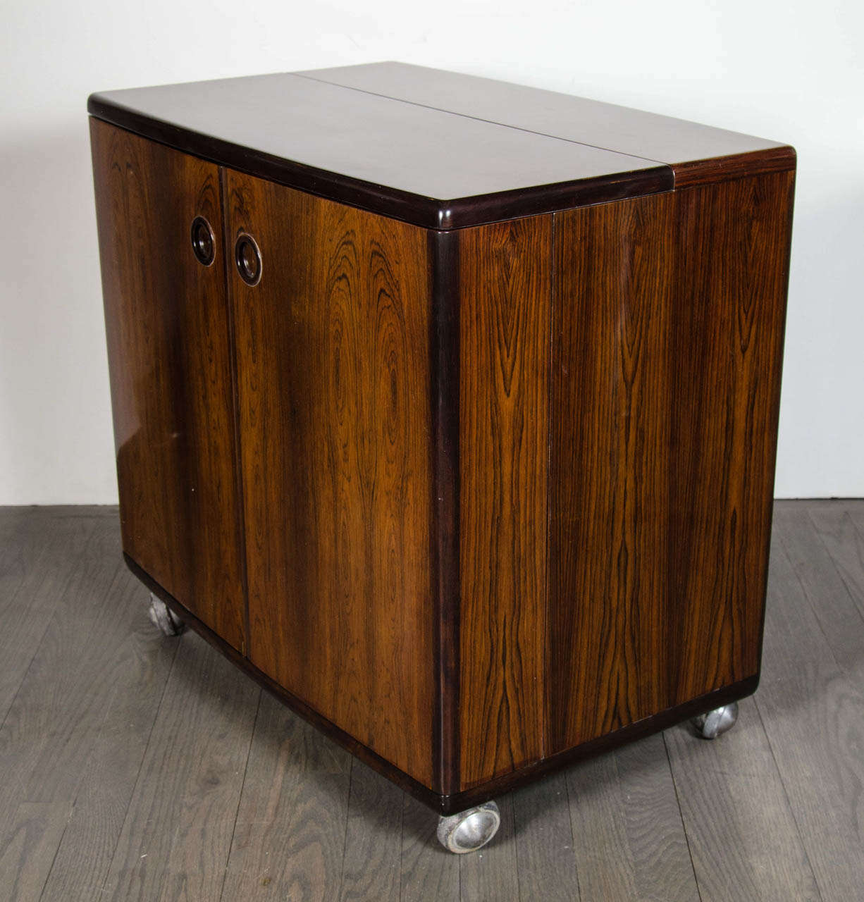 Mid-Century Modernist Book-Matched Rosewood  Bar / Cabinet 1