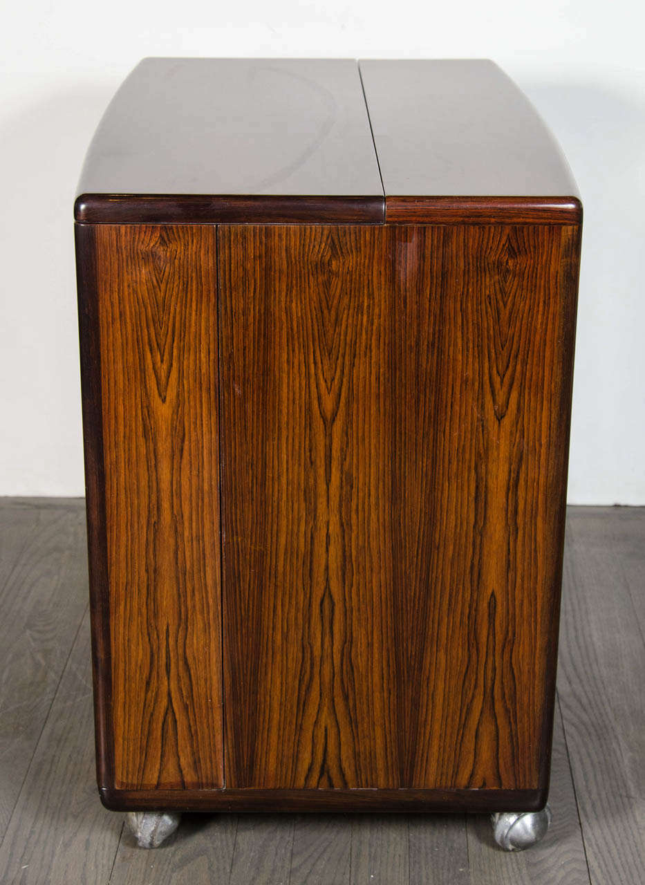 Mid-Century Modernist Book-Matched Rosewood  Bar / Cabinet 2