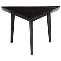 Mid-Century Modernist Silver Cerused Oak Triangular Occasional Table attributed to James Mont