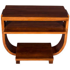 Art Deco Book-Matched Walnut Two Tier Side Table