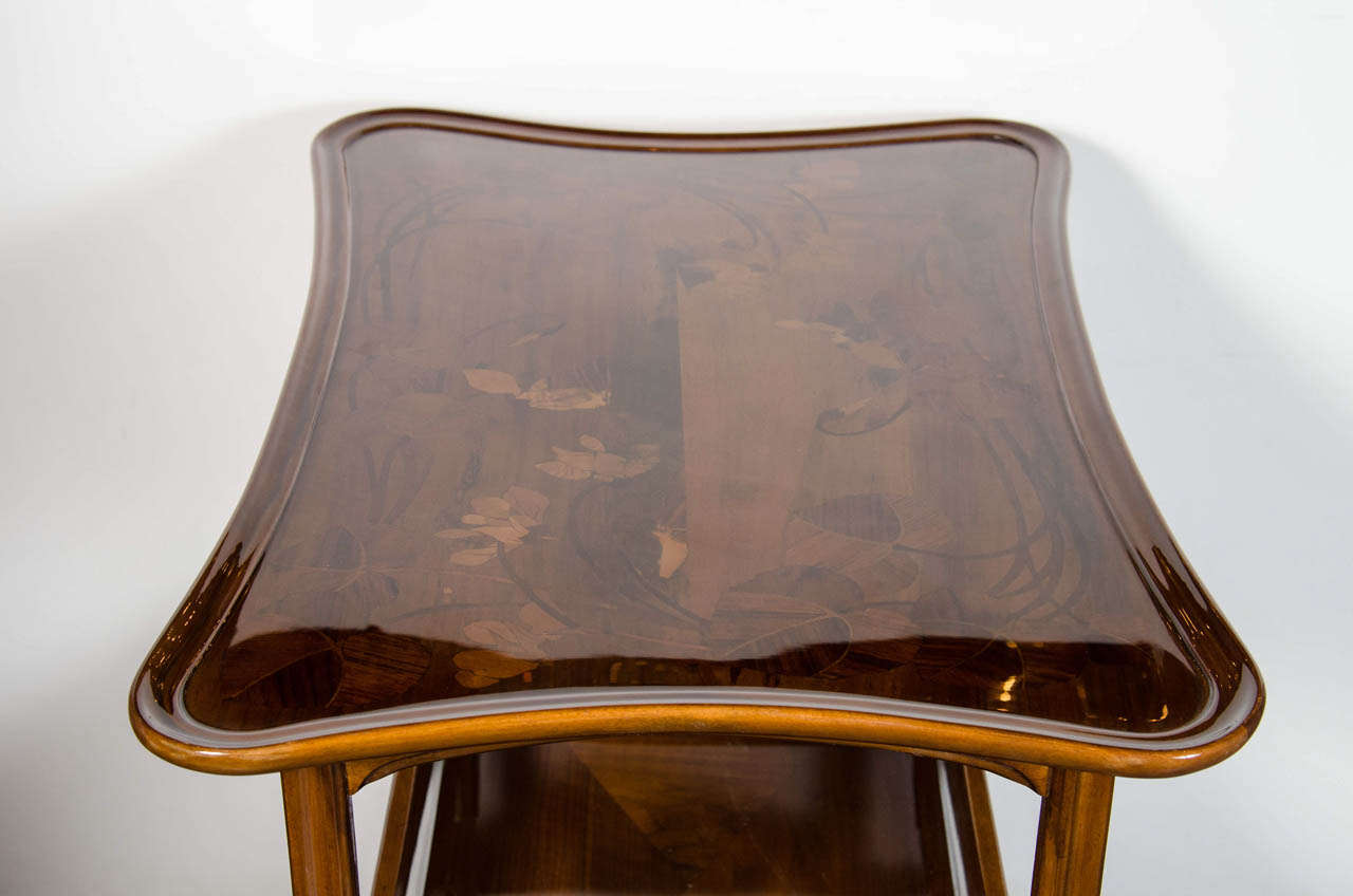 Exquisite Art Nouveau Carved Walnut Tea Table by Louis Majorelle 2