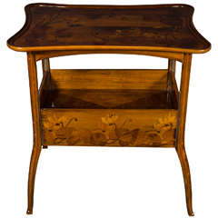 Exquisite Art Nouveau Carved Walnut Tea Table by Louis Majorelle