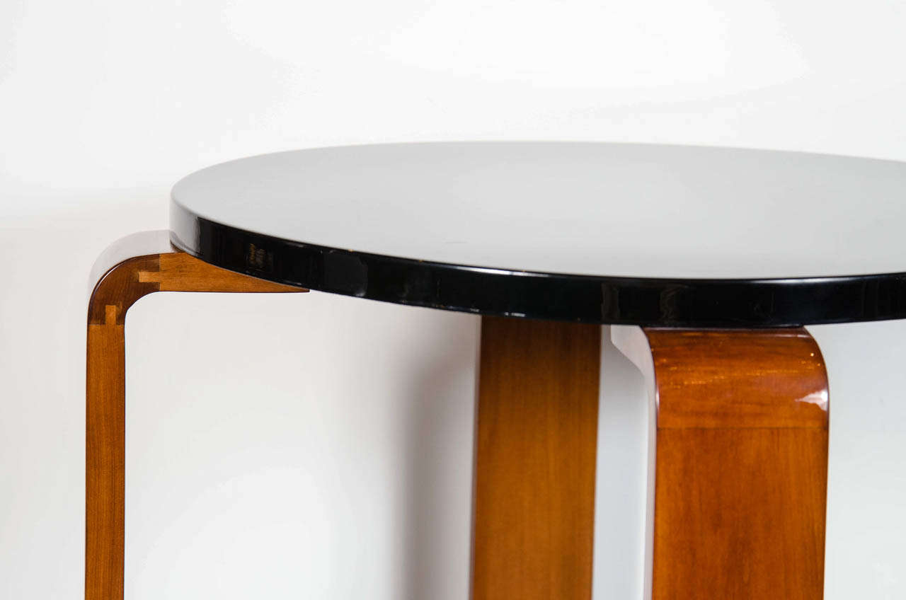 Art Deco Streamline Two-Tier Occasional Table in Black Lacquer and Walnut 2