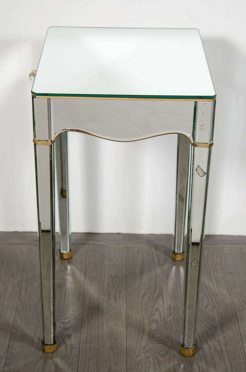 Stunning Pair of Art Deco Directoire Style Mirrored Night Stands / End Tables 2