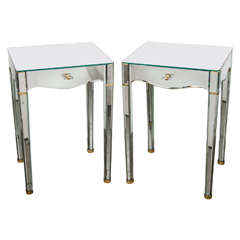 Stunning Pair of Art Deco Directoire Style Mirrored Night Stands / End Tables
