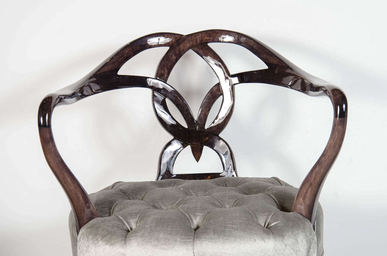 American Mid-Century Modernist Woven Knot Design Swivel Chair / Stool