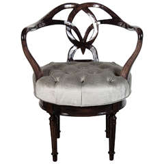 Mid-Century Modernist Woven Knot Design Swivel Chair / Stool