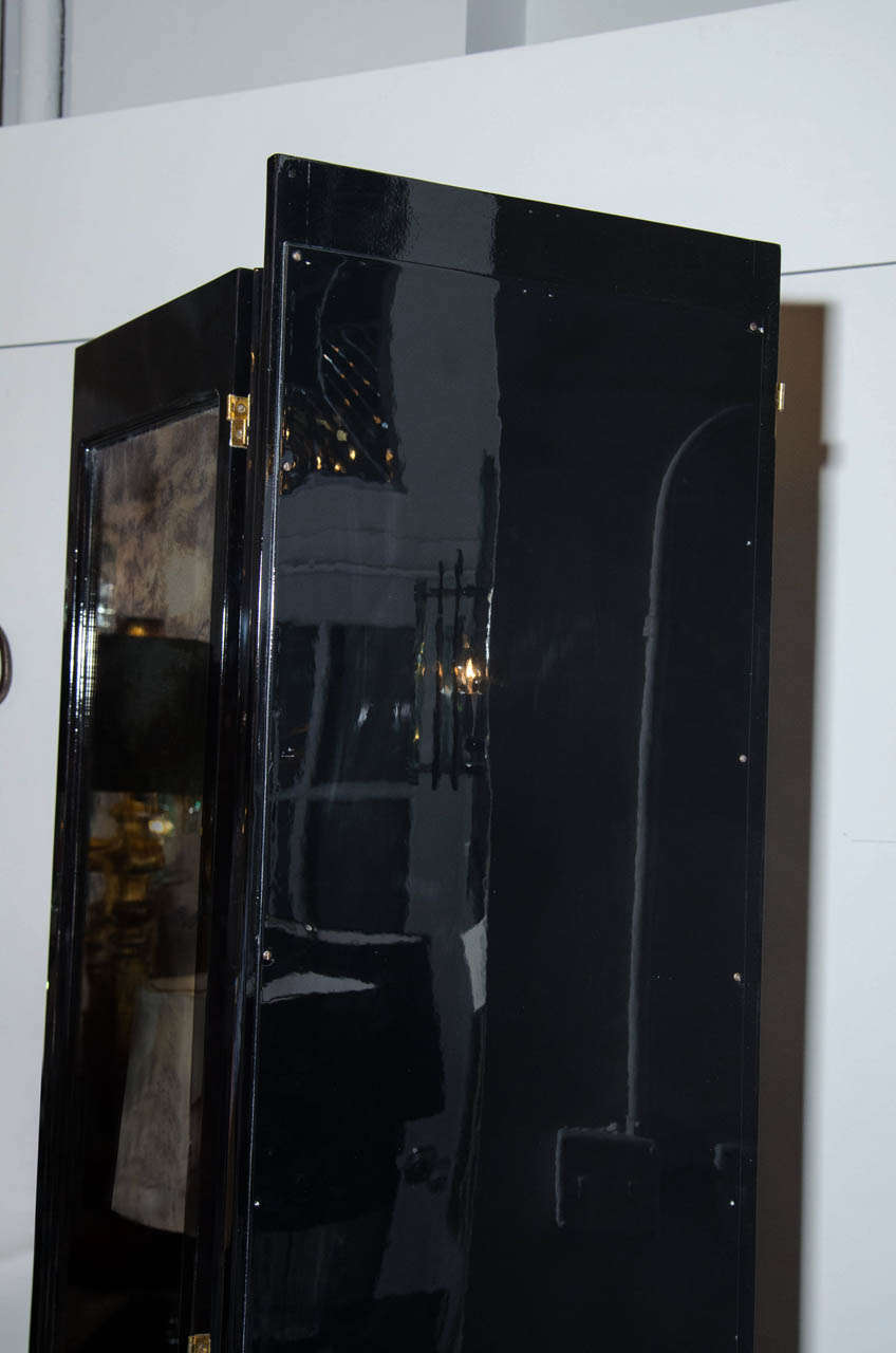 1940's Hollywood Screen in Ebonized Walnut with Antique Smoked Mirror 1