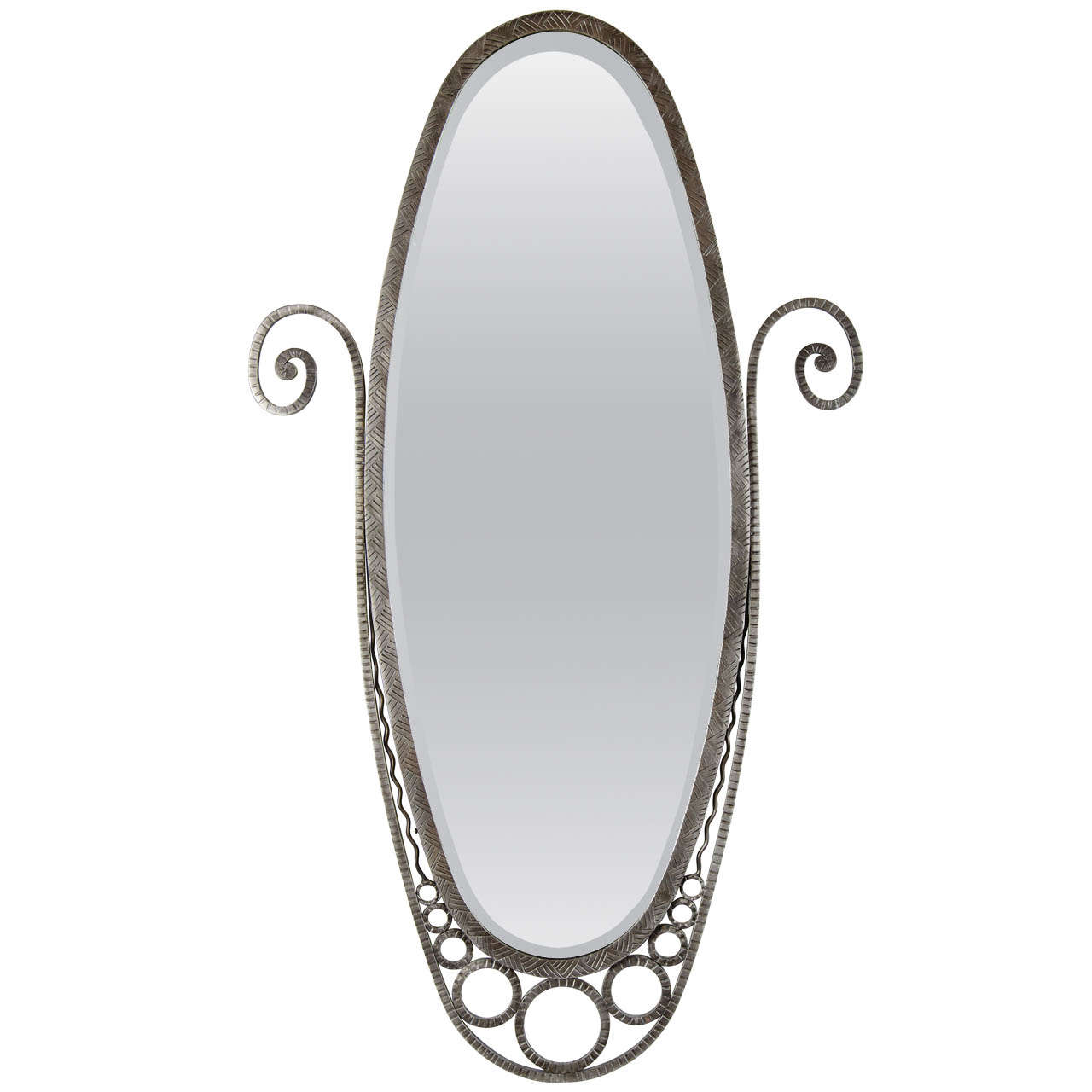 Art Deco Wrought Iron Mirror in the Manner of Edgar Brandt