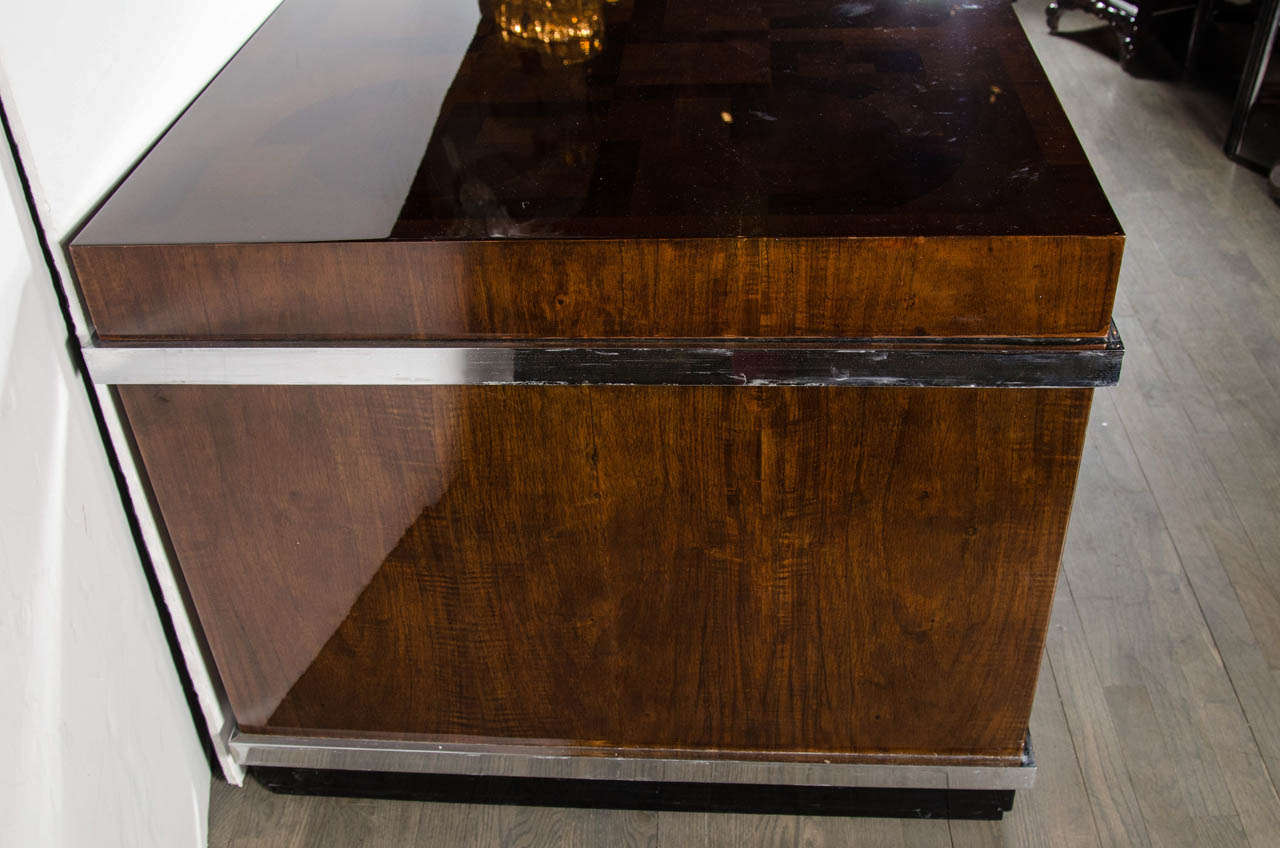 20th Century Outstanding and Exquisite Art Deco Inlaid Exotic Wood Bullet Desk/Dining Table