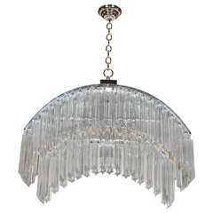 Mid-Century Modernist Arc Form Camer Crystal Chandelier