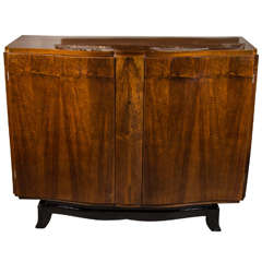 Art Deco Directoire Style Bow Fronted Cabinet in Book-Matched Walnut