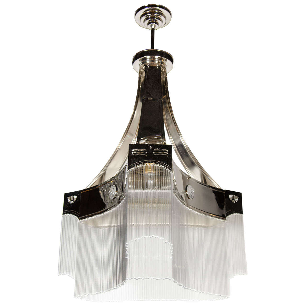 Spectacular French Art Deco Style Chandelier in the manner of Joseph Hoffmann
