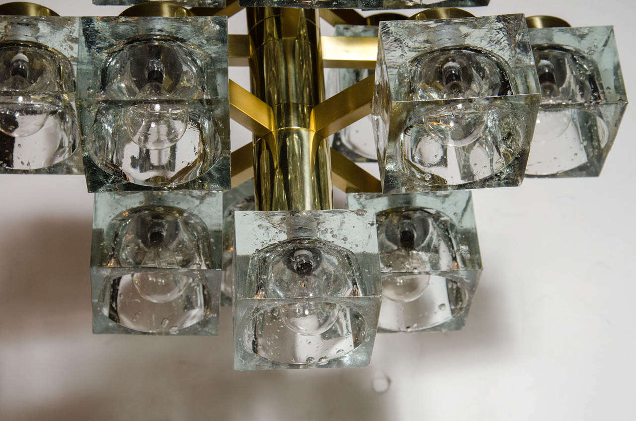 Italian Mid-Century Modernist Chandelier by Sciolari with Glass Cubes