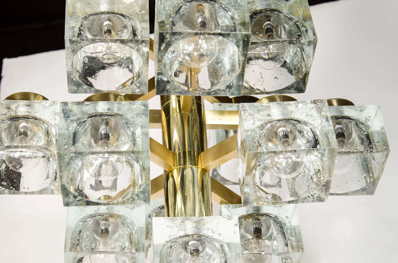Mid-Century Modernist Chandelier by Sciolari with Glass Cubes In Excellent Condition In New York, NY