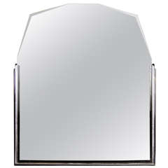 Art Deco Skyscraper Style Mirror in Ebonized Walnut and Banded Chrome Detail