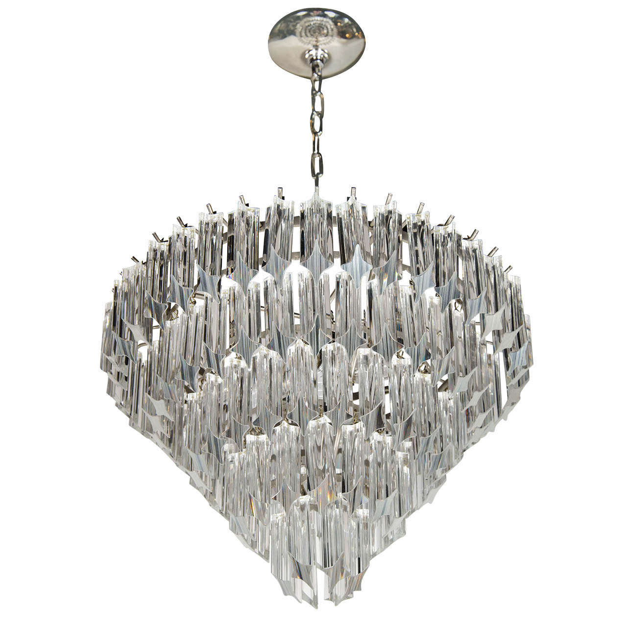 Exceptional Mid-Century Murano Glass 5 Tier Camer Chandelier