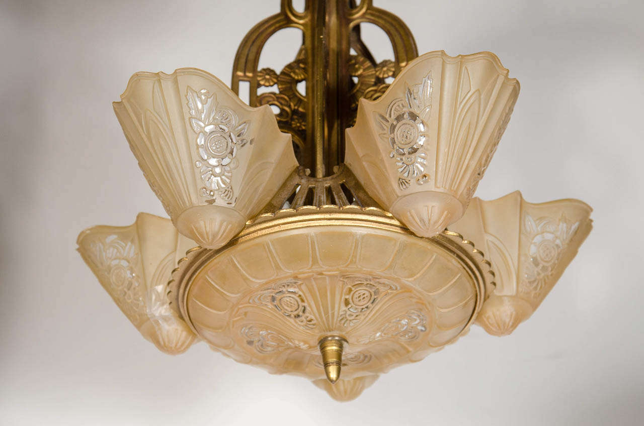 American Art Deco Chandelier by the Lincoln Lighting Co.