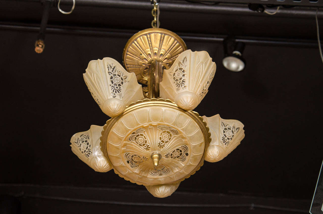 Art Deco Chandelier by the Lincoln Lighting Co. In Excellent Condition In New York, NY